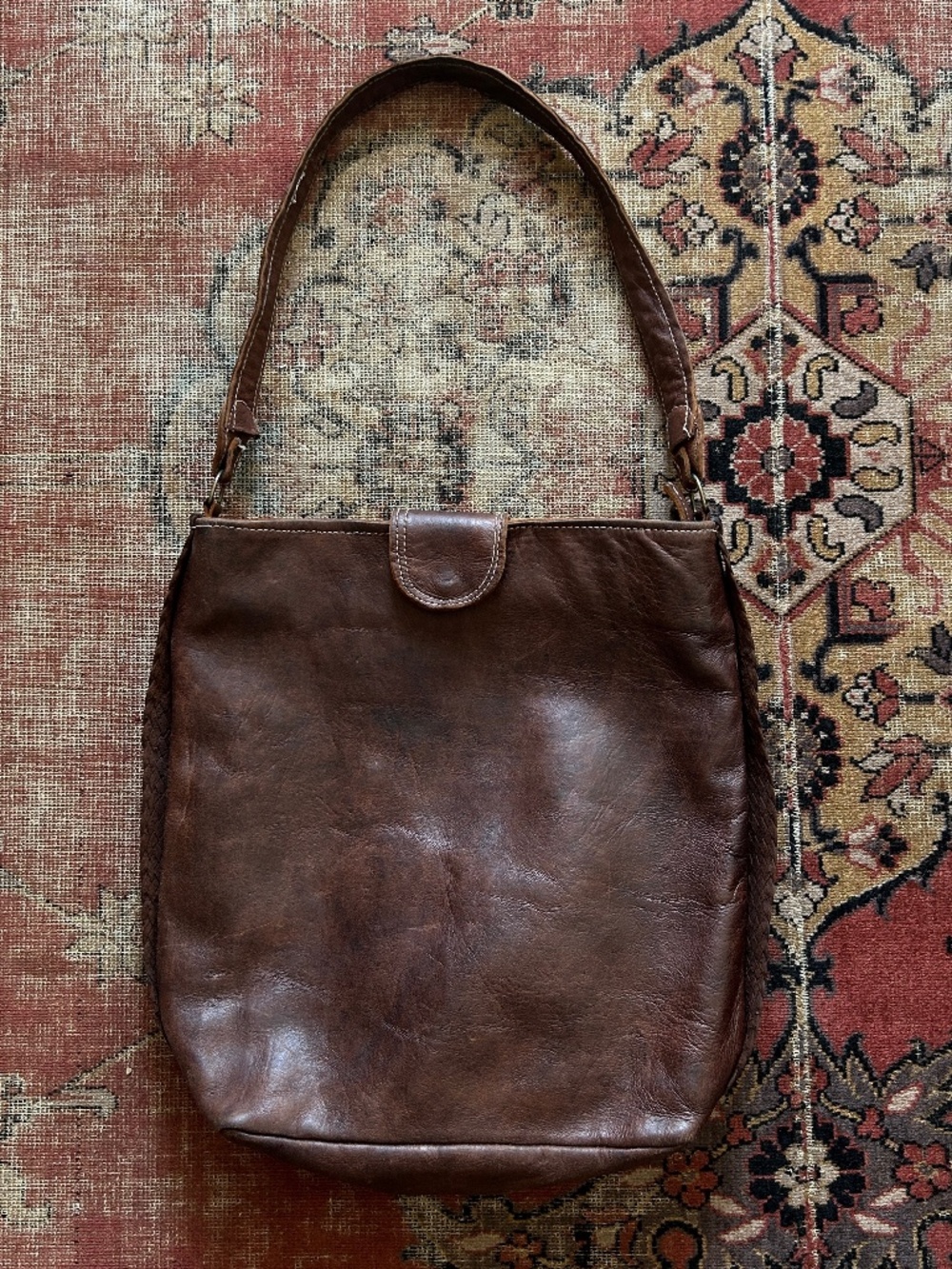 Vintage Y2K Brown Leather Shoulder Bag